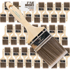 48PK 3"Flat House Wall,Trim Paint Brush Set Home Exterior or Interior Brushes