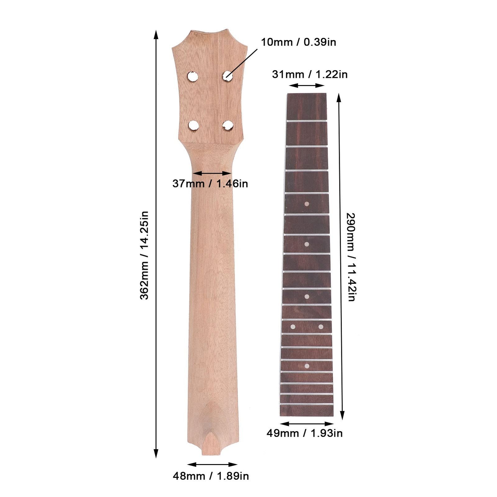 Ukulele Fretboard Neck Rosewood Okoume Replacement 4 String 26 Inch Part