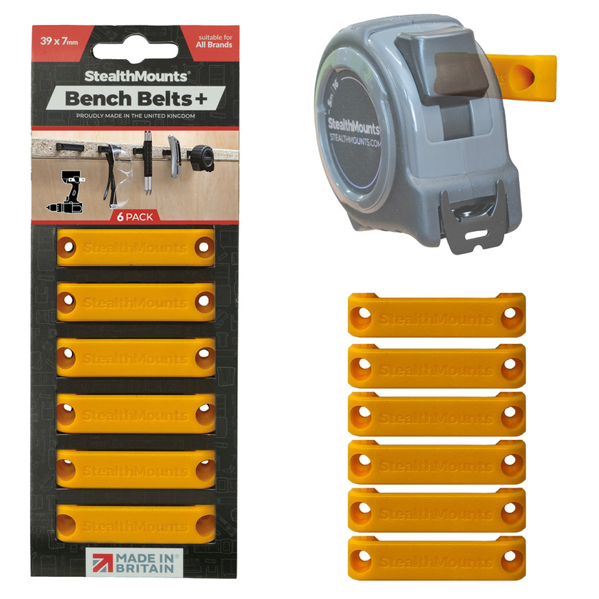 StealthMounts Bench Belts+ Universal Tool & Accessory Storage Mounts - Yellow