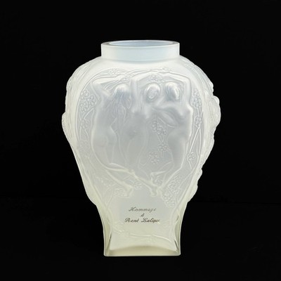 Lalique France Hommage a Rene Lalique Art Glass Vase Signed Ltd Ed/999
