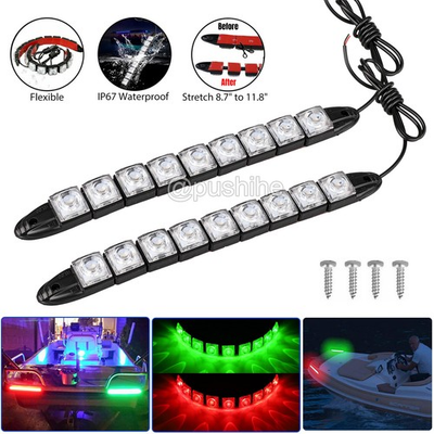#ad 2PCS Navigation 9 LED Marine Bow Boat Yacht Pontoon Bright Lights Red Green 12V $8.98