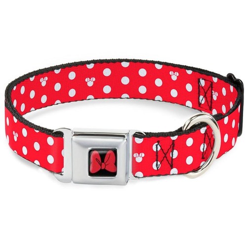 Buckle Down Minnie Mouse Dog Collar Red Bow Seatbelt Buckle M L XL Disney - Picture 1 of 6