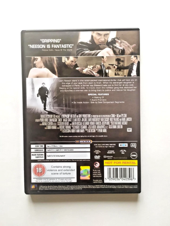 Taken - Extended Harder Cut - Liam Neeson - DVD, 2009 -Special Features Included - Image 2 of 3