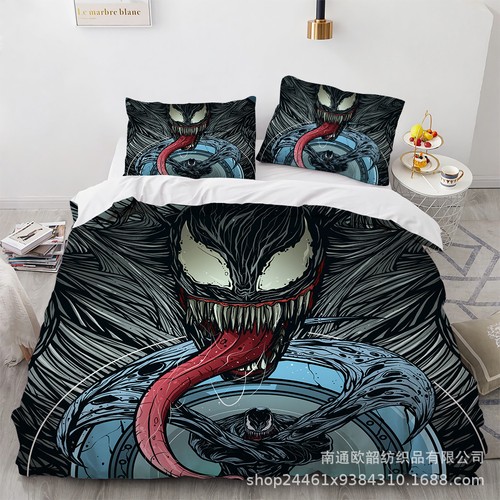 Venom 3D Bedding Set 2/3 PCS Quilt Duvet Cover Dorm Single Double King Size Gift - Picture 16 of 36