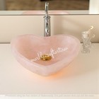 Heart Shape Rose Quartz Stone Wash Basin Vanity for Spa Handmade Art Bath Decor
