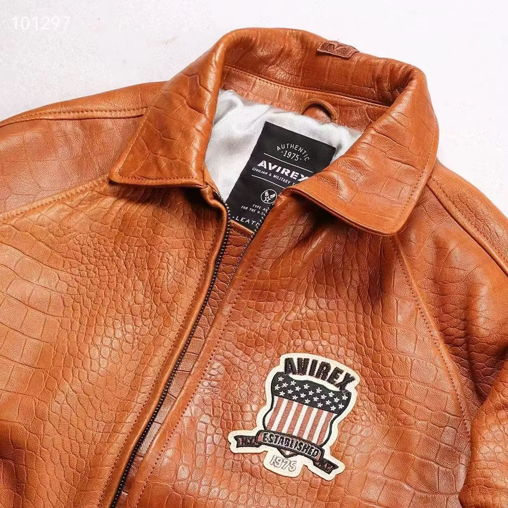 AVIREX NEW BROWN CROCODILE leather jacket AUTHENTIC | eBay