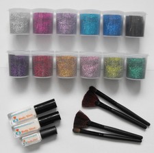 Bodyart glittertattoo 2x 6-pack glitterpowder brushes skinglue glitter tattoo