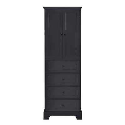 Storage Cabinet with 2 Doors and 4 DrawersAdjustable Shelf MDF Board Black