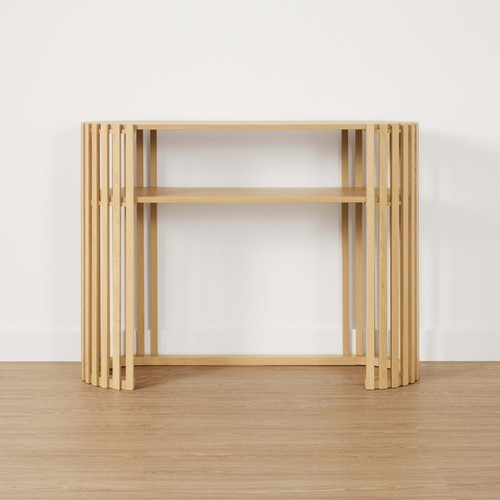 Modern Vertical Cut-Out Console Table Stylish MDF and Metal Design Free Shipping - Picture 10 of 10