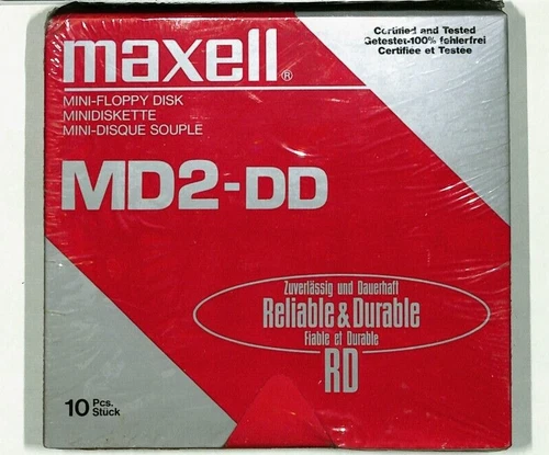 MAXELL MINI FLOPPY DISK MINIDISKETTE DISQUE SOUPLE MD2-DD 96 TPI DOUBLE FACE