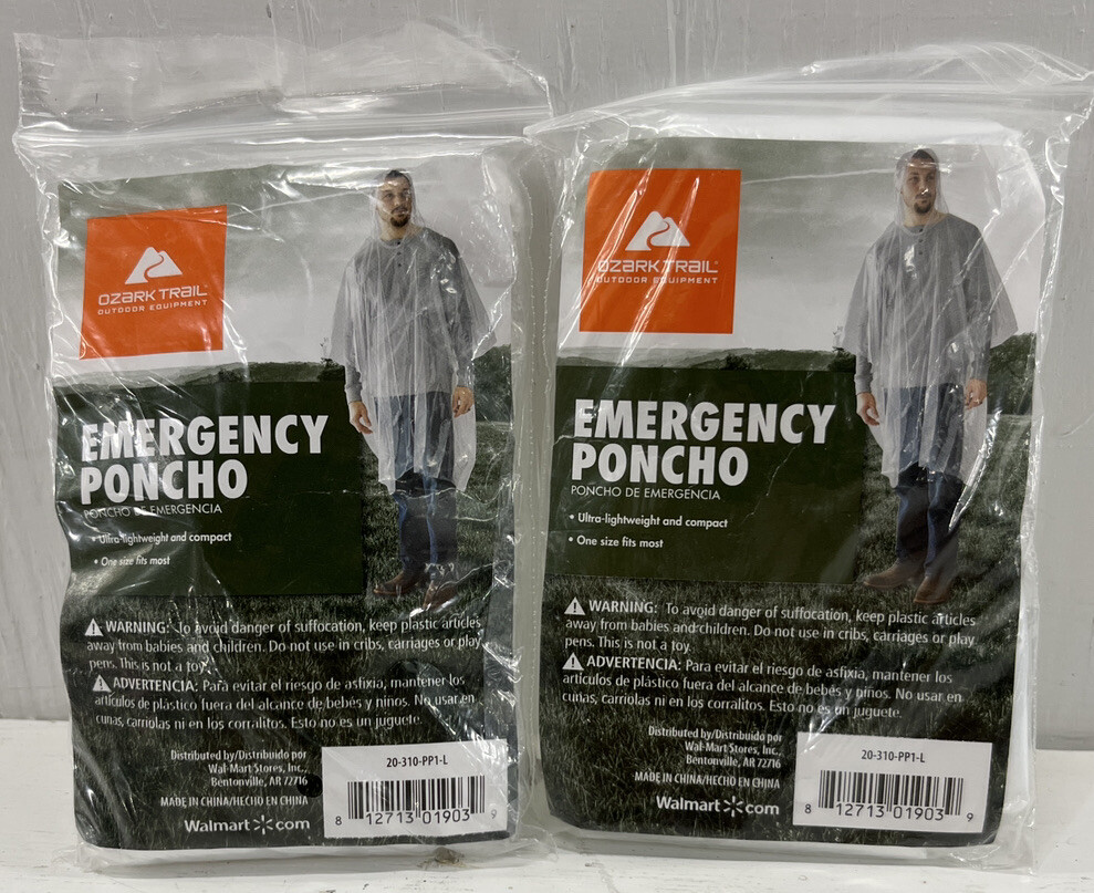 NEW 2 Ozark Trail Emergency Ponchos One Size Fits Most eBay