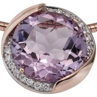 AnhäNger Amethyst Lila & 16 Diamanten Brillanten, 585 Gold Rotgold, Damen