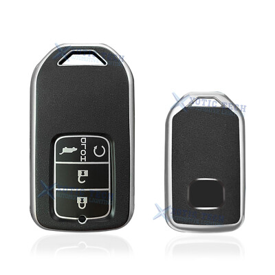 Black Soft TPU Leather Full Protect Key Fob Cover Case For Honda Civic Odyssey