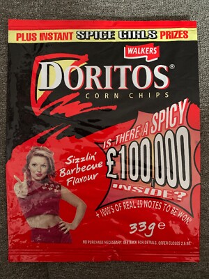 RARE Spice Girls Doritos Walkers Crisps Bag (Empty) Geri Sizzlin Barbecue 33g 97