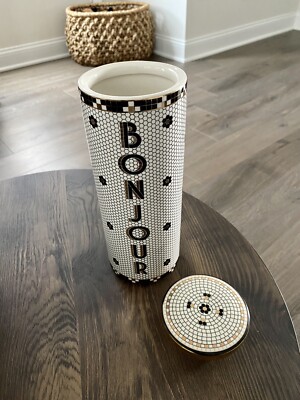 Anthropologie Bistro Tile Bonjour Canister - Brand New | eBay