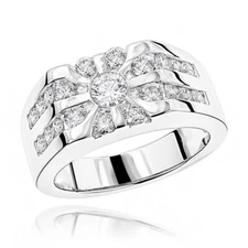Fantastic Simulated 1.58CT Round Cut White Sapphire Men's Signet Engagement Ring