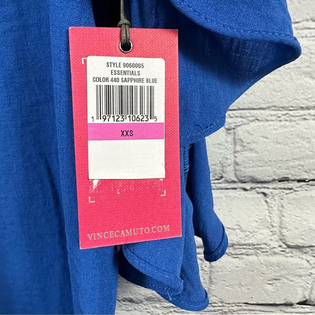 Vince Camuto Split Neck Ruffle Sleeve Henley Blouse Shirt