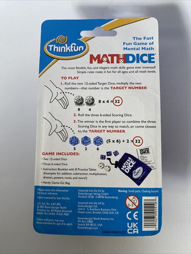 Thinkfun Math Dice Math Game [TFN1510] - Picture 2 of 2
