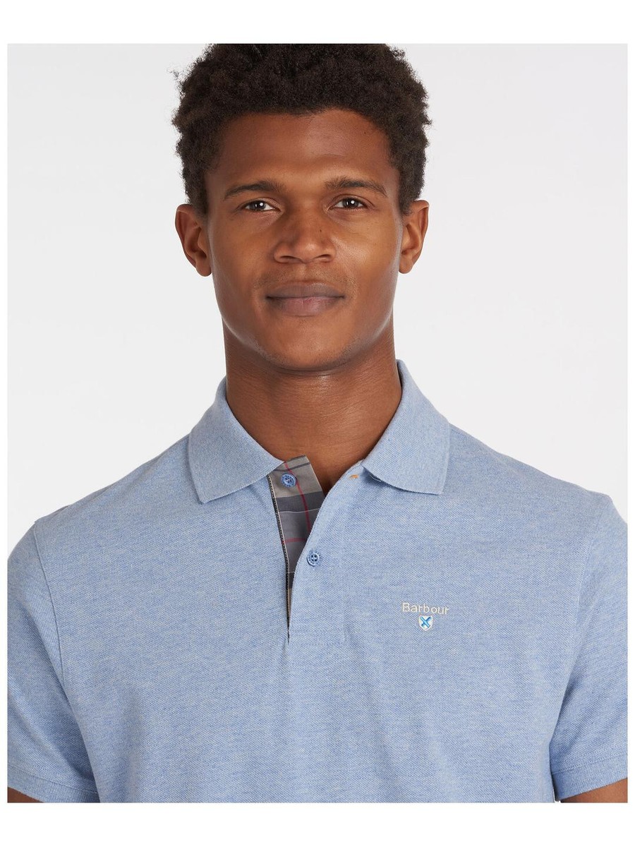 Barbour – Tartan Piqué Polo MML0012 BL55 Blue New SS25 | eBay
