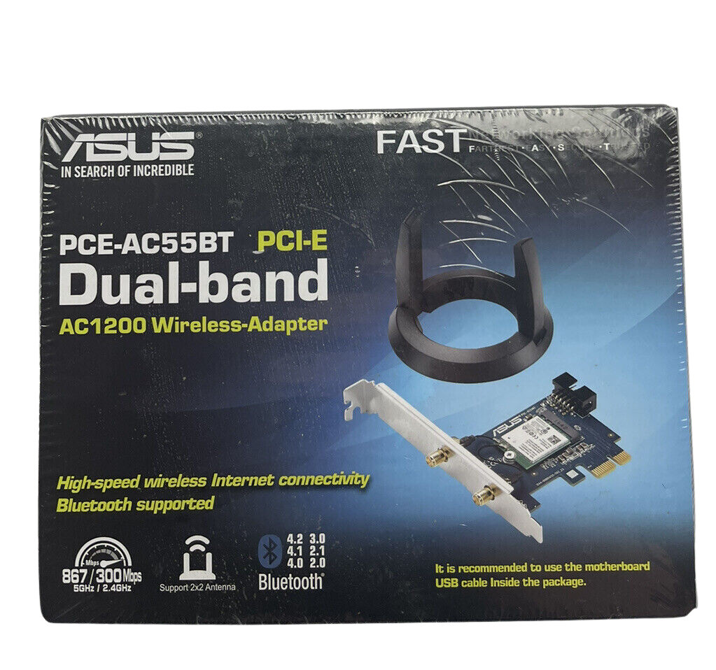 ASUS PCEAC55BTB1 Dual-Band Wireless AC1200 Wi-Fi PCIe Adapter with Bluetooth  