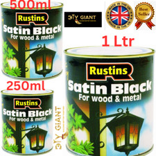 Rustins Quick Dry SATIN Black Paint For WOOD METAL  Low Odour VOC 250/500ml/1L