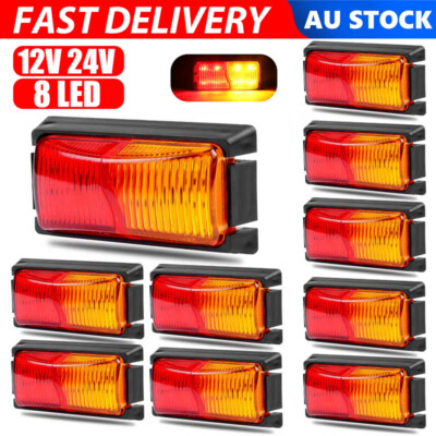 Amber Red Trailer Lights 4-Pack 24V Side Marker Lights - 10 LED Amber Red White Waterproof For Trucks Trailers M 393247 Amber Red Trailer Lights 4-Pack 24V Side Marker Lights - 10 LED Amber Red White Waterproof For Trucks Trailers M 393247