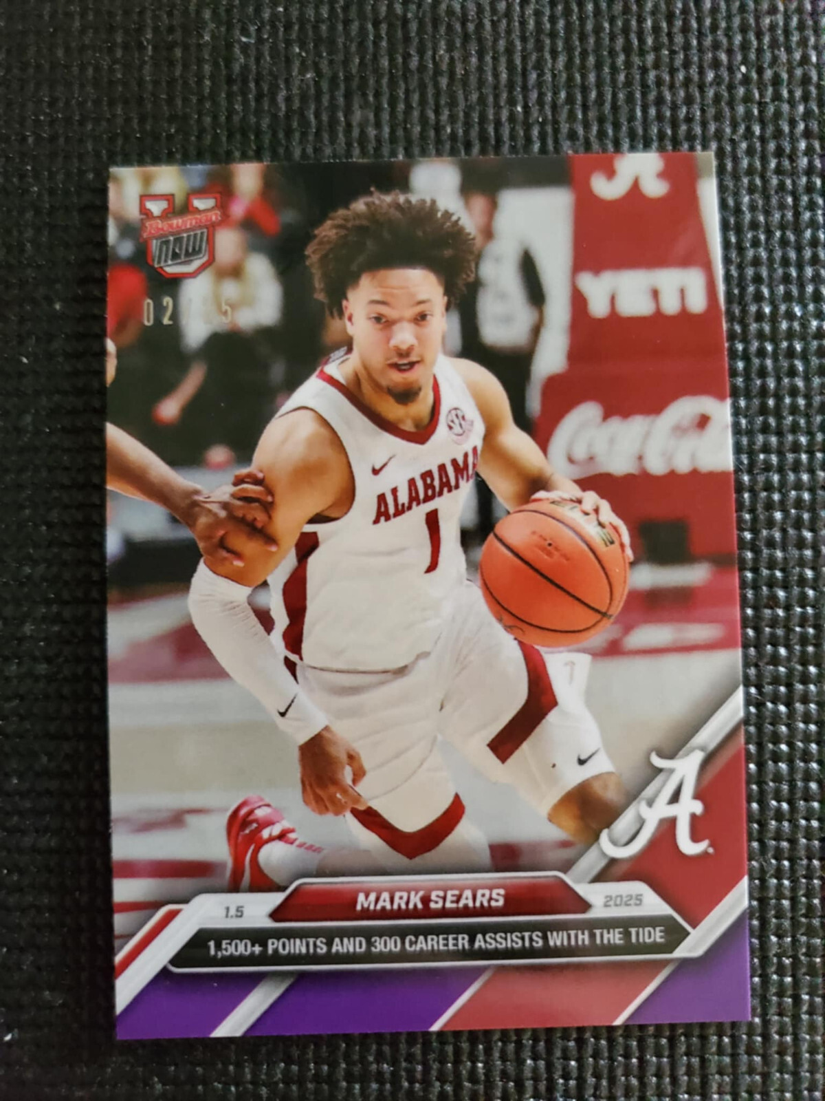 Mark Sears Alabama 2024-25 Bowman U NOW Basketball Card 40 Purple Parallel 2/25