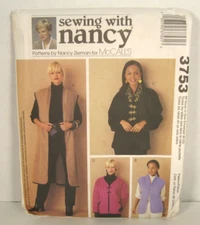 McCall's Sewing With Nancy 3753 Vests & Jackets Pattern Misses' S-XL (8-22) UC