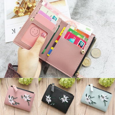 Women PU Leather Floral Wallet Card Holder Small Purse Coin Purse
