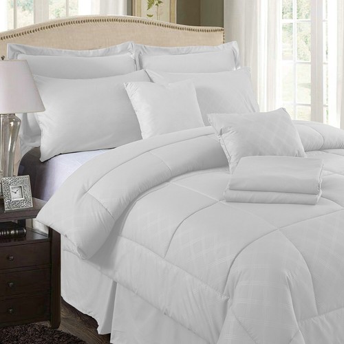 10 Piece Comforter Bedding with Bed Sheet Decorative Pillows Shams Comforter Set - Picture 2 of 43