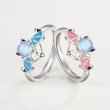 925 Silver Angel and Demon Wings Couple Rings For Women Men Adjustable Jewelry