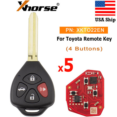 5× Xhorse XKTO22EN Remote Key for Toyota 4 Buttons for VVDI Key Tool Max /VVDI2