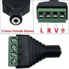 2.5mm Stereo 4 Pole Female To Audio AV Screw Video Balun Terminal Plug Adapter