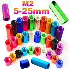 M2 Colourful Hex Nut Anodised Aluminium Metric 5mm-25mm Length Hexagon Full Nuts
