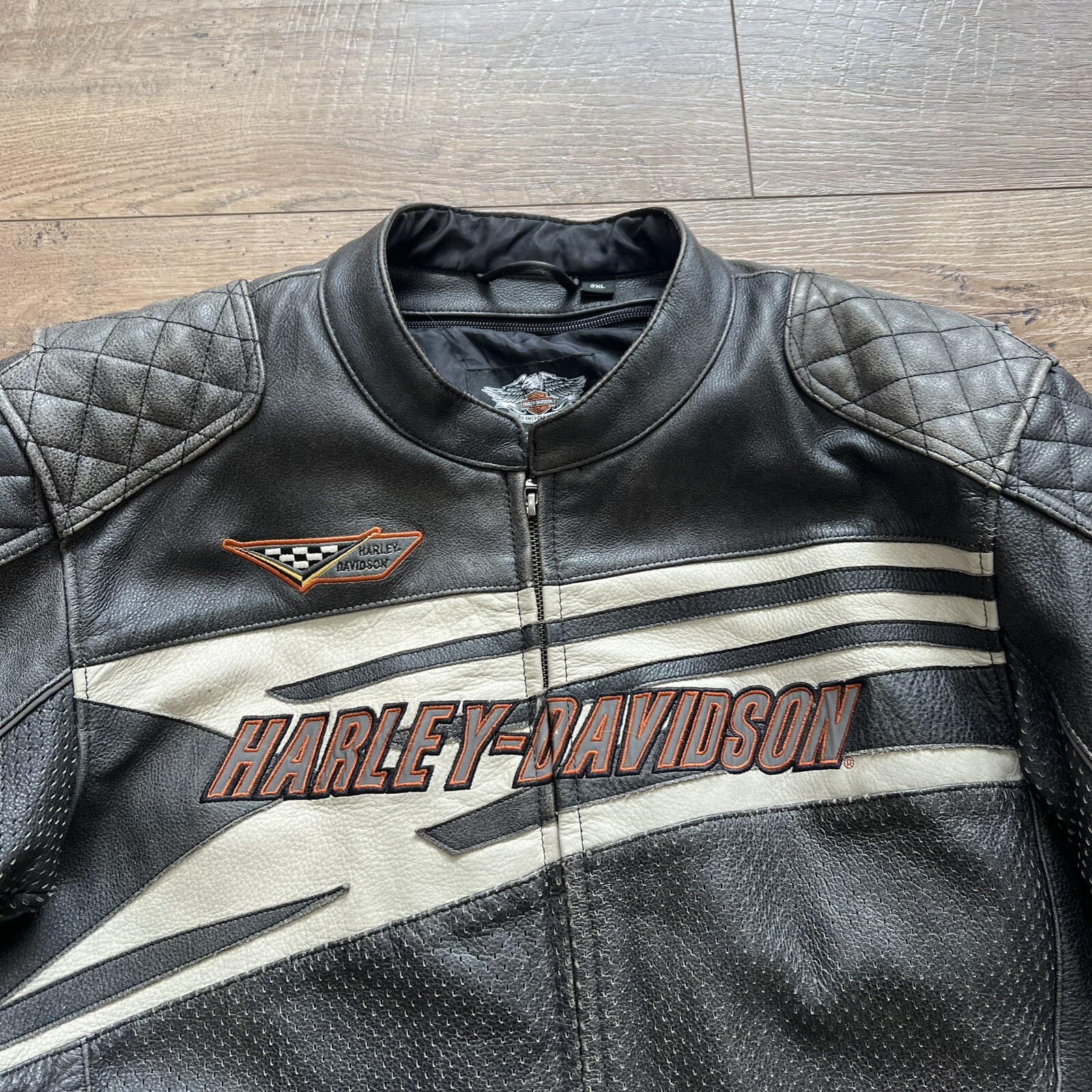 Rare Harley Davidson Men SPROCKET Leather Jacket XXL … Gem