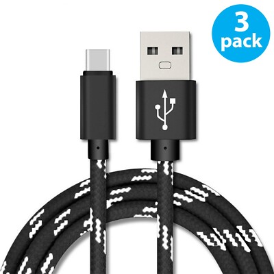 3-Pack 3/6/10Ft USB to Type-C Cable Fast Charger Charging Data Sync Cord