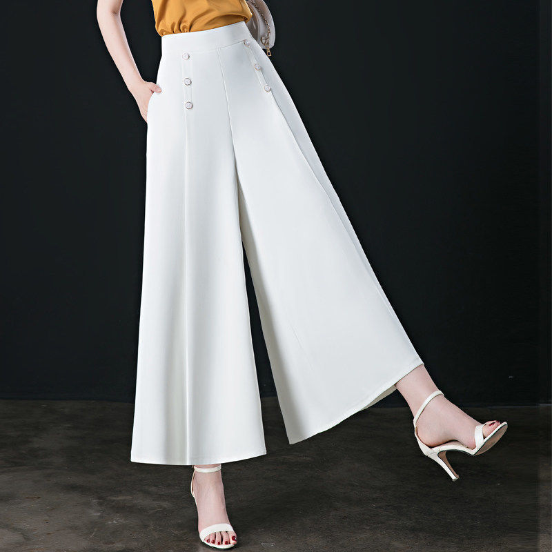 【HI FI FNK】Summer Super Wide Trousers FBIQXLP lightweight summer pants women Summer Black High