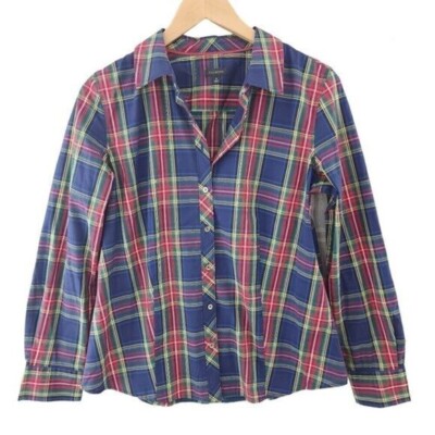Talbots Button down Plaid  Long Sleeve Women' Shirt Size 8 7715