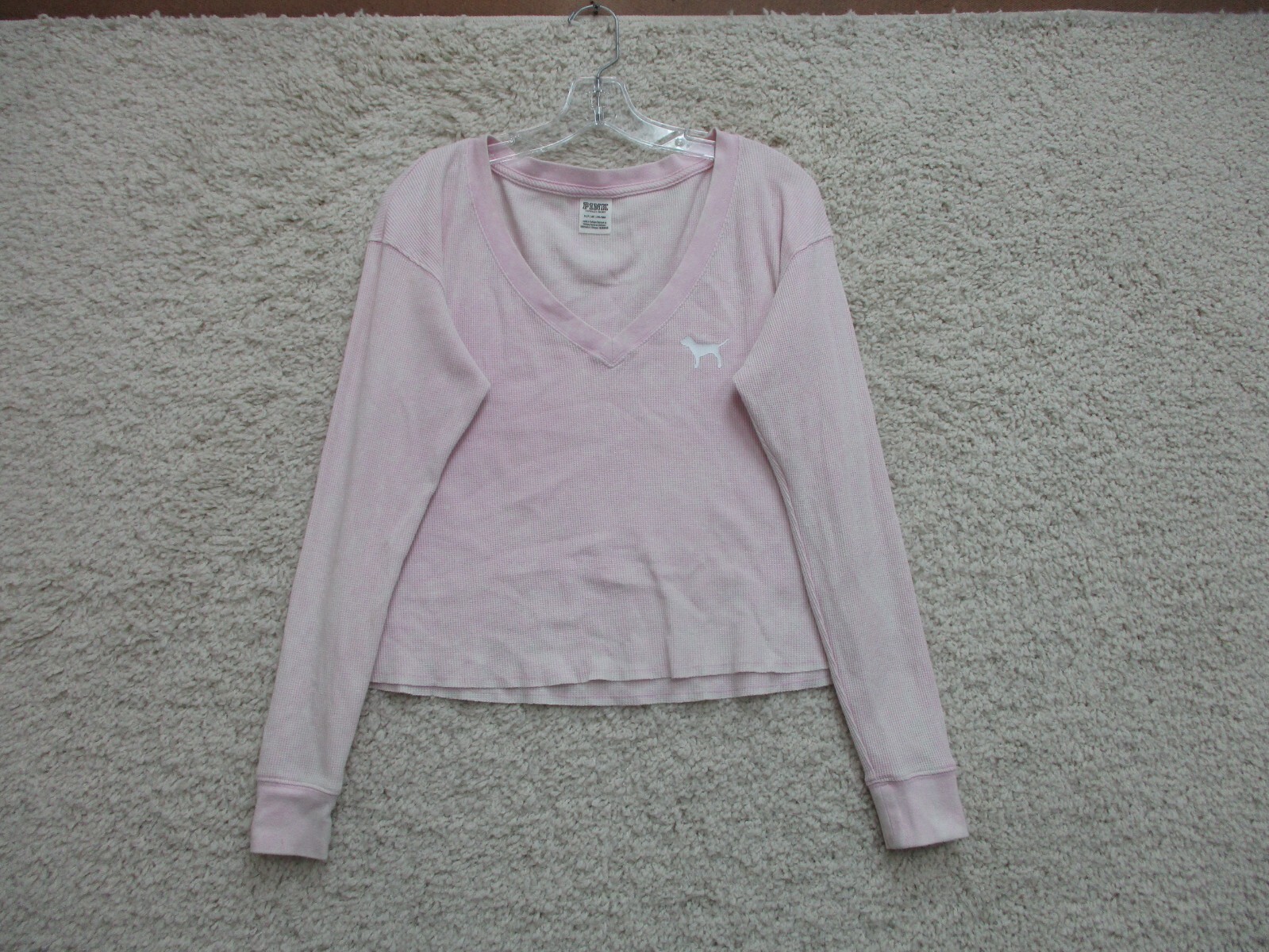 PINK Victorias Secret Sweater Small Adult Pullover Cropped V Neck Logo Womens S