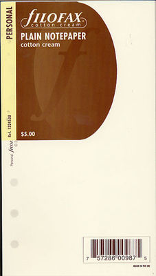 Filofax - Personal Cotton cream plain notepaper 132453