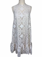 Anthropologie Floreat Womens Ivory Sleeveless Manon Lace Dress Size 6 D047