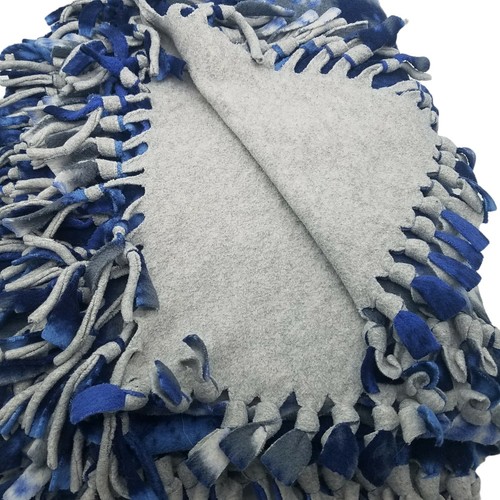  Cabin Decor Throw Felt 52x60 Blue Gray Moose Bear Trees Fringe Couch Bed Woods - Picture 3 of 6