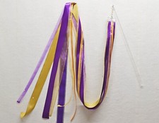 Purple/Gold Streamer w 18" Rod - Christian Worship Dance Ribbon / flag