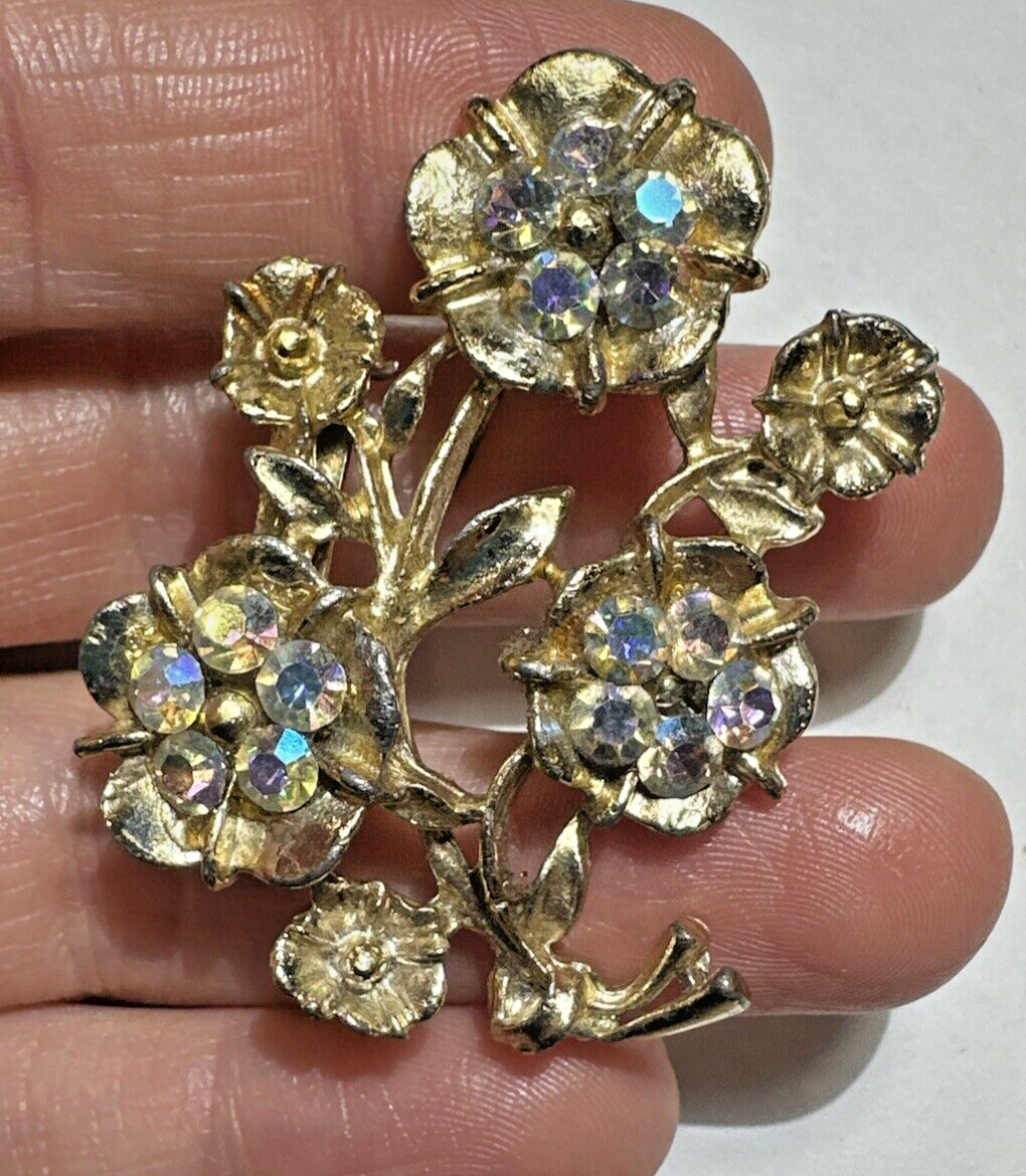 Broche Vintage En Cristaux Aurora Borealis Multicolores - Accessoire Brillant Années 70-80