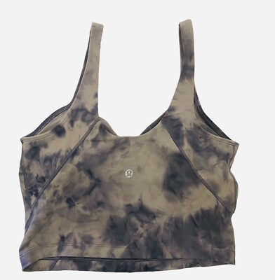 LULULEMON Womens 6 Blue Tie Dye Align Built In Bra Pads Cropped Yoga Tank Top