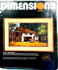 Stitchery Kit Vintage 1986 Dimensions Crewel Embroidery SUNLIT BARNYARD