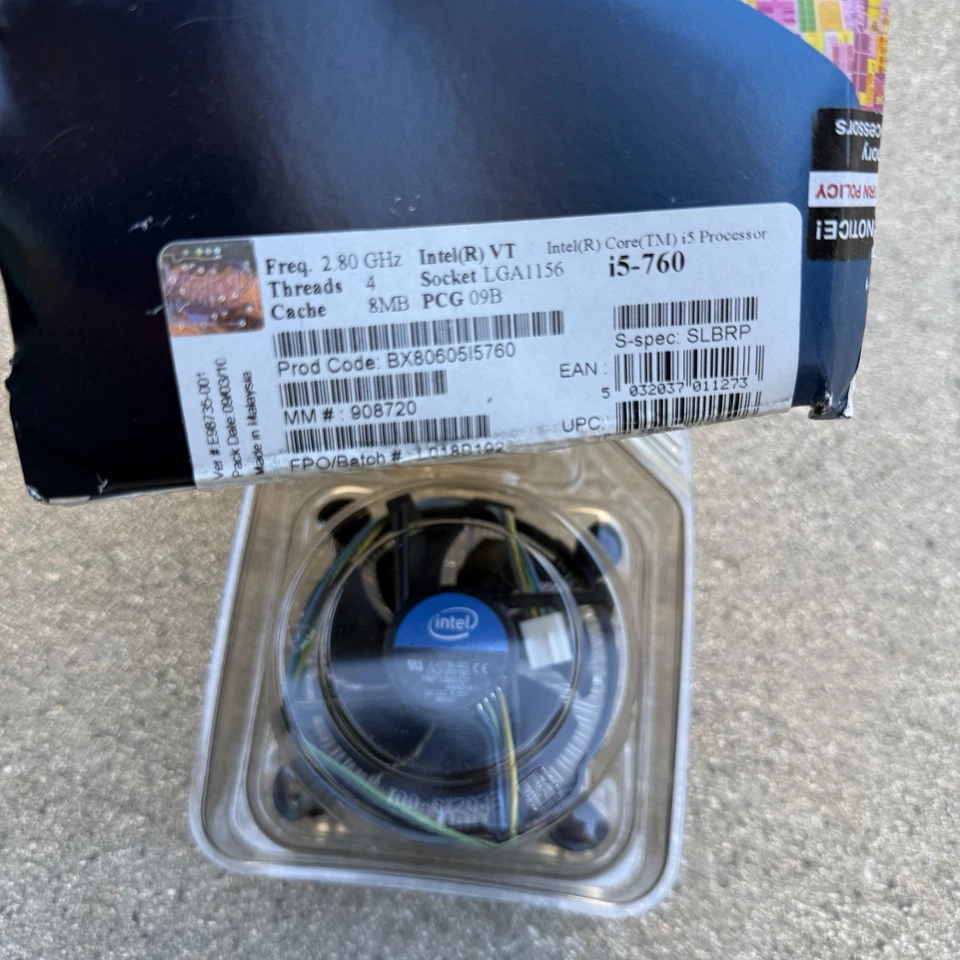 Intel CPU Quad Core i5 760 LGA1156 Gen BX80605I5760 Processor FAN ONLY - Image 4 of 4