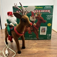 Telco Motionettes Of Christmas Animated Illuminated Rudolf Santas Reindeer 1990