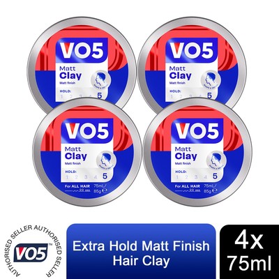 VO5 Extreme Style Extra Hold Matt Hair Clay, 75 ml, 4er Pack