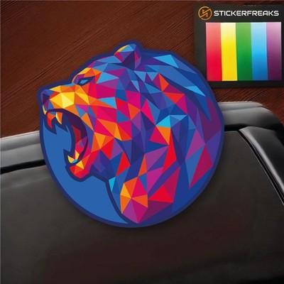 Bunter Polygon Bär Kopf Sticker | Stylisch, bunt, kraftvoll Auto Laptop 12x12cm